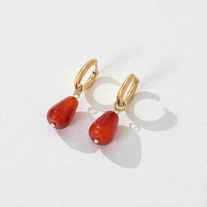Pendientes de Aro con Piedras Preciosas de Cornalina en Oferta - Pendientes de Piedras Preciosas Hechos a Mano para Mujer - Product Image 1