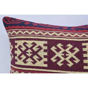 Luxury Red Wool Pillow 20x28 Inch Geometric Vintage <b>Fluffy</b> Pattern Woven Technique Portable <b>Bedding</b> for Christmas - Product Image 2