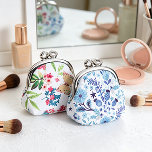 Pochette de rangement élégante à imprimé floral pour femmes, mini porte-monnaie à fermoir avec logo personnalisé - Product Image 2