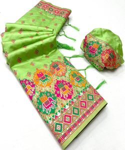 Pure <b>Silk</b> Saree with <b>Organza</b> Blouse for Women Ready to Wear Party Wear Low Price - Product Image 2