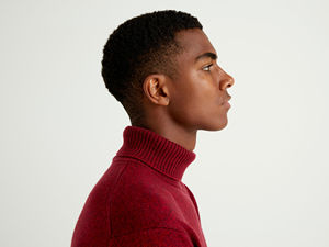 Jersey de cuello alto de manga larga de Color sólido a la moda para hombre, suéter de punto de lana informal personalizado, transpirable y cómodo - Product Image 4