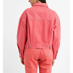 Veste en jean effet délavé coupe ajustée pour femme élégante confortable et extensible en coton durable avec fermeture à boutons en métal lin respirant - Product Image 3