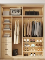 Système de dressing avec rangement pour chaussures : Organiseur de placard intégré avec éclairage LED et tiroirs