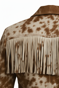 Brando High Street Woven Genuine Leather Motorcycle Jacket <b>Men</b> Women Long Fringe Front Logo Thick <b>Winter</b> Suede Autumn Season - Product Image 3