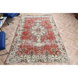 Tapis turc vintage 6,2x9,6 pieds, tapis oriental en laine rouge - Product Image 4