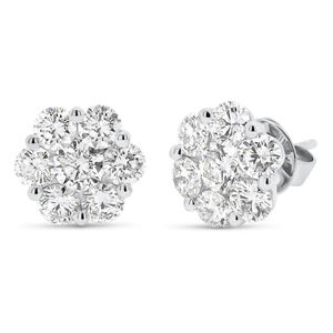 Boucles d'oreilles clous en or blanc 14 carats avec diamants de laboratoire certifiés AGI 2,00 ct - Product Image 3