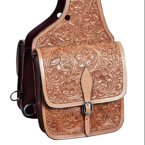 Meilleure vente de sac de selle de cheval en cuir véritable de haute qualité Western Trail Tooling Carving - Product Image 1