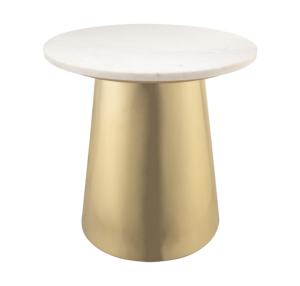 Table d'appoint moderne en marbre Accents dorés Meubles de salon avec base en métal Fabriqué Table d'appoint de qualité supérieure Entreprise - Product Image 1