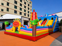 Aire de jeux pour enfants, trampoline gonflable géant et château, thème animaux dinosaures, matériau PVC, utilisation en extérieur, capacité 100-500 kg