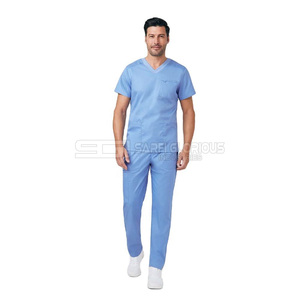 Conjunto de Uniformes Médicos con Cuello en V y Bolsillos, Uniforme de Hospital Unisex para Personal de Enfermería, Médicos y Trabajadores de la Salud, Logotipo Personalizado OEM - Product Image 2