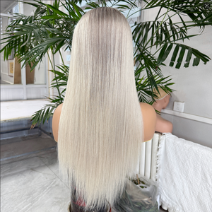 Tay gắn 7x9 European Trinh Nữ tóc Clip-in Topper cho Ombre ASH BLONDE Silk cơ sở đóng cửa toppee cho phụ nữ - Product Image 5
