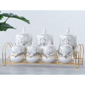 ชุด11245 Acar ชุดเครื่องลายคราม7ชิ้นพร้อมขาตั้งชุดสีทองมหัศจรรย์ - Product Image 1