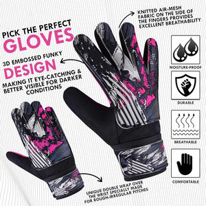 High Quality Premium Leather Breathable <b>Light</b> Weight Custom Unisex Football Goalkeeper Gloves <b>Hook</b> Loop Closure <b>Outdoor</b> Sports - Product Image 3