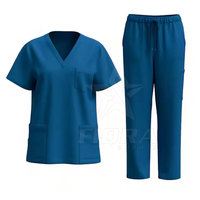Conjunto de Uniformes Médicos Unisex para Hospital, Top con Cuello en V y Pantalones Cargo, Uniformes de Enfermería al por Mayor en Algodón y Poliéster