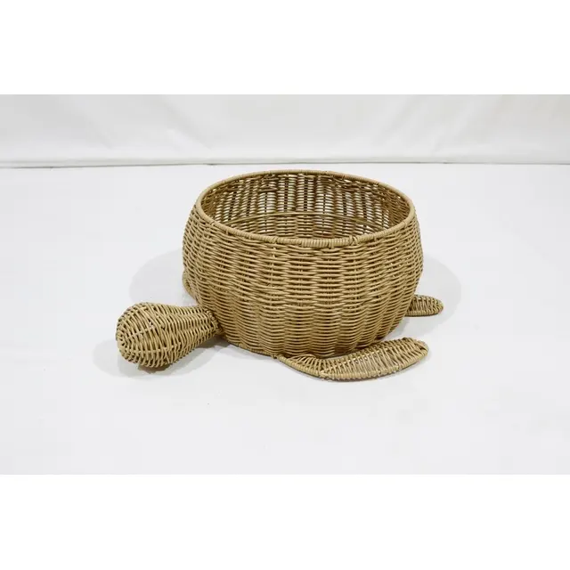 Cesta de lavandería de plástico tejida a mano de estilo fabuloso con forma de tortuga, cestas de almacenamiento de bebé de gran tamaño para juguetes, decoración del hogar