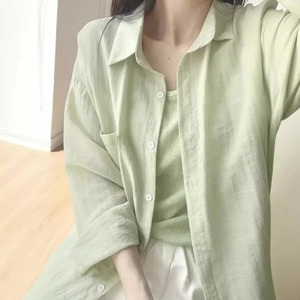 เสื้อเชิ้ตคอปกผ้าฝ้าย100% ผู้หญิง, เสื้อเชิ้ตแขนยาวระบายอากาศดีลำลองฤดูร้อน - Product Image 5