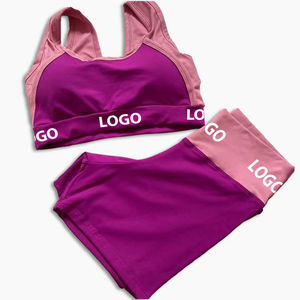 Vêtements de mode couleur unie Fitness femmes Yoga ensemble conception personnalisée imprimé deux pièces Yoga ensemble soutien-gorge et short de sport - Product Image 2
