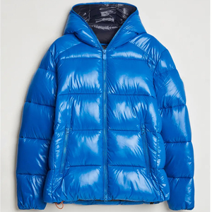 Wholesale Men's Coated Long <b>Padded</b> Cotton Filled Puffer <b>Jackets</b> Zipper Fly Stand Collar Hooded High Street OEM Service Available - Product Image 2