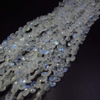 Perles de pierre de lune arc-en-ciel naturelle, facettées, 10 brins, 7-8 mm, en forme de cœur blanc, éclat de feu, qualité supérieure, iridescence, changement de couleur