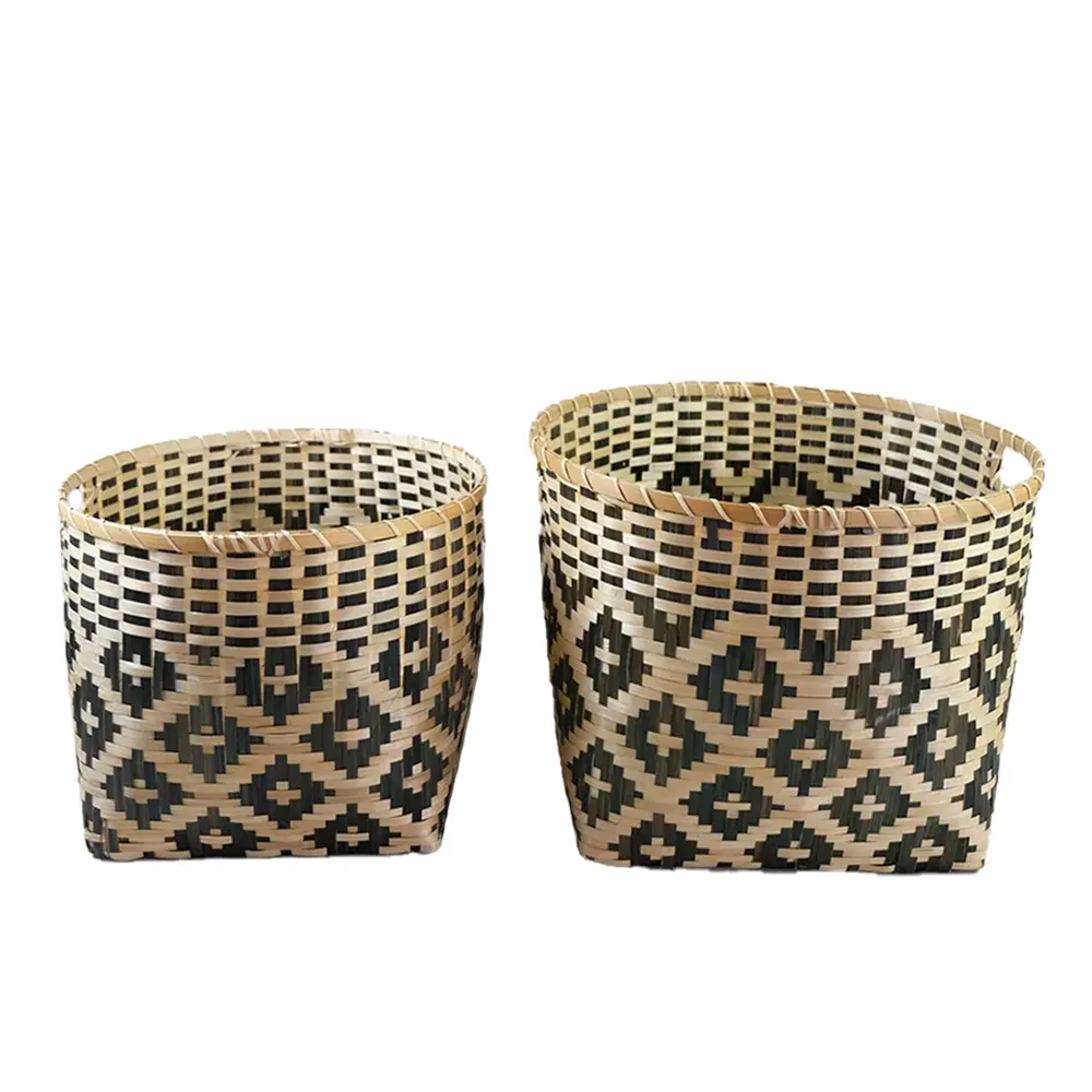 Wholesale High Quality Bamboo Basket With Double Handles Bamboo Laundry Baskets Made In Vietnam