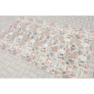 Elegante Alfombra de lana turca Vintage 48x87 pies tejido plano de retazos blanco y rosa con respaldo de látex para decoración para sala de estar 4m de ancho - Product Image 4