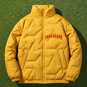 Veste matelassée à fermeture éclair pour hommes en coton avec logo brodé sur mesure, couleur unie, vêtements d'hiver, vente en gros sur mesure - Product Image 4