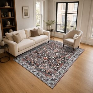 RUGS DEPOT LXDP-0257 Wholesale Multicolor Neutral Vintage Oriental Digital Printed Machine Washable Chenille Area Rug Non <b>Slip</b> - Product Image 2