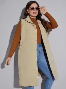 2025, venta al por mayor, chaleco de moda, chaqueta acolchada sin mangas para mujer de invierno, chaleco acolchado con cuello levantado - Product Image 4