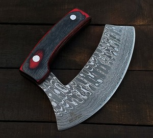 Ensemble de couteaux Ulu en acier damassé fait à la main lame en bois ergonomique avec gaine et support en bois nouveau Design utilisation de cuisine quantité minimale de commande 5 pièces - Product Image 5