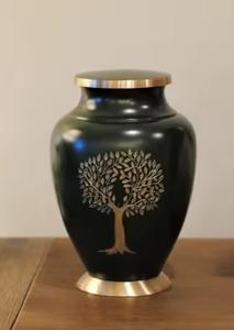 Urnas de cremación de cúpula superior de aluminio ecológicas de alta calidad con acabado azul, diseño Art Deco, suministros funerarios para cenizas humanas - Product Image 3