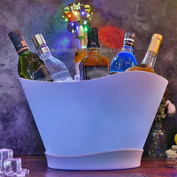 Seau à glace en acrylique lumineux à LED RGB de 12 L, grande capacité, avec logo personnalisé, pour champagne, bière, vin, bar, boîte de nuit, fête