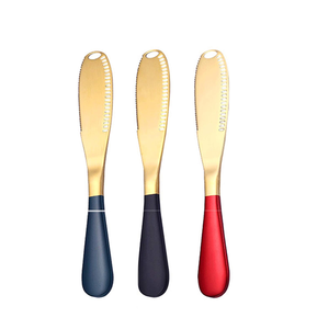 Juego de cuchillos de mantequilla de latón esparcidores de pan 3 en 1 Cuchillo de postre de pan multifunción esparcidor de mantequilla - Product Image 1