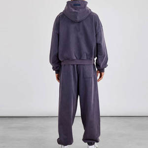 Conjunto Deportivo de Hombre, Estilo Holgado, con Cremallera, 500 GSM, Algodón, con Logotipo Personalizado, Sudadera con Capucha y Pantalones Deportivos, Calidad Premium - Product Image 4