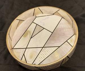 Plateau de service rond de luxe en bois MDF émaillé avec autocollant imprimé décoratif - Product Image 1