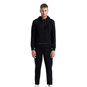 Sweat-shirt à capuche en coton 100% pour homme, motif uni, broderie, teinture unie, impression personnalisée, polaire thermique pour l'hiver - Product Image 3