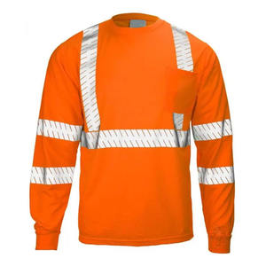 Polo à manches longues réfléchissant haute visibilité Construction confortable en polyester et coton Vêtements de travail haute visibilité étanches à l'eau - Product Image 3