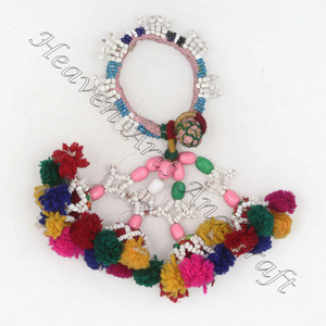 Rare Beaded Banjara Armlet With Tassels Ethnic Tribal Belly <b>Dance</b> <b>Costume</b> Bracelet Antique Gypsy Bracelets - Product Image 2