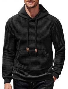 Custom Logo Printing Winter Plain Dyed Long Sleeve Waffle <b>Pullover</b> <b>Mens</b> Hoodies Sweatshirts Casual Hoodie Kangaroo Pocket - Product Image 5