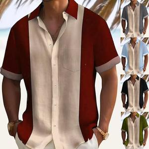 Nouveau hommes été chemises hommes manches t-shirt boutonné hauts vacances décontracté court surdimensionné personnalisé imprimé en vrac vêtements MS-TS-075 - Product Image 1