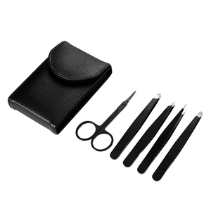 Lot de 5 pinces à sourcils en acier inoxydable, pointe incurvée haute précision pour barbe et sourcils, vente en gros usine, personnalisation OEM - Product Image 5
