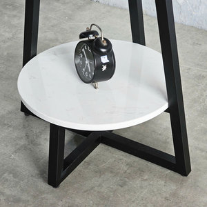 Modern Two-Tiered <b>Sofa</b> Side <b>Table</b> Stone Top Durable Convertible Farmhouse Living Room Furniture Storage Use for Entry-SST024 - Product Image 6