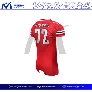 เสื้อฟุตบอลอเมริกันแบบเย็บตะเข็บสำหรับผู้ชายชุดกีฬาที่ทนทานทำจากโพลีเอสเตอร์100% ตามต้องการมีลายแขนสั้นสีทึบ - Product Image 3