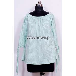 Blusa de manga larga de algodón puro indio hecha a mano, vestido de tira impresa, diseño Floral, ropa de fiesta corta para mujer, estilo bohemio - Product Image 6