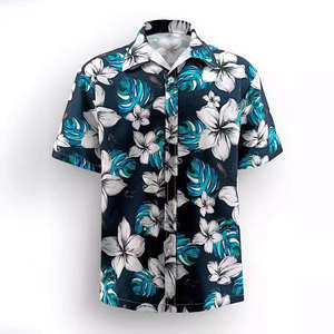 เสื้อคอวีผ้าซาตินลายดอกไม้สำหรับผู้ชายใส่ในฤดูร้อนเสื้อคอวีแนวฮาวายพิมพ์ลายดิจิตอล3D ป้องกันการเกิดเสื้อผ้า2025แขนสั้นใส่เดินชายหาดไซส์พิเศษ - Product Image 4