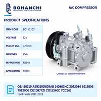 Kompresor AC Mobil Tipe Denso R134a 10SRE13C 12V 6PK 120mm untuk Ford Fiesta 1846037 Pasokan Langsung