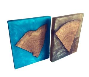 Posavasos Espléndida colección Diseño de madera de mango Resina y madera Diseño único Posavasos de té hecho a mano Juego de 4 piezas a la venta 2024 - Product Image 4