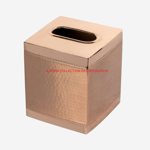 Caja de pañuelos de Metal sólido de calidad Superior, elegante caja de pañuelos cuadrada de Metal dorado, servilletero para baño, decoración para sala de estar - Product Image 2