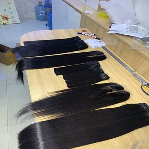Venta al por mayor de alta calidad de hueso recto vietnamita donante crudo extensiones de cabello humano Super grueso para las mujeres negras Super doble dibujado - Product Image 2