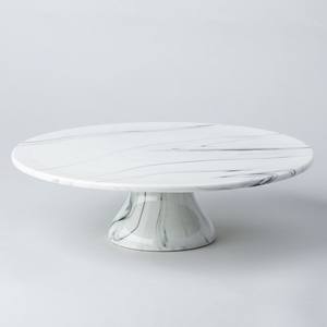 SCI présent pierre marbre décoration maison cadeau blanc rond nourriture chocolat gâteau Dissert marbre à plusieurs niveaux plateau de service base en bois - Product Image 1