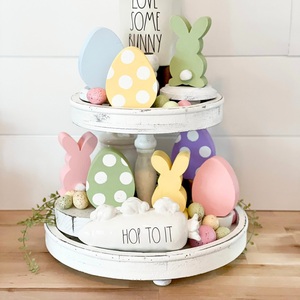 NUEVO PRODUCTO Forma de huevo de Pascua de madera sin terminar Bandeja de nivel independiente para manualidades Suministros de vacaciones-Hecho en Vietnam - Product Image 4